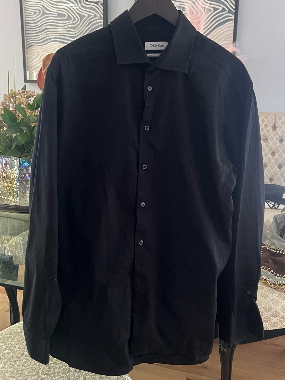 Calvin Klein Men's Black Long-Sleeve Dress Shirt
